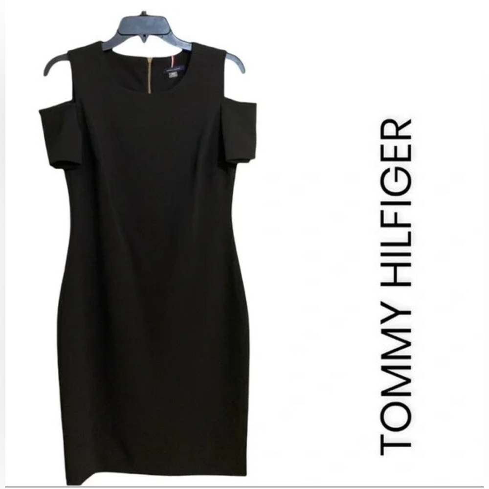 Tommy Hilfiger Black Cold Shoulder Above Knee Dress Women’s Size